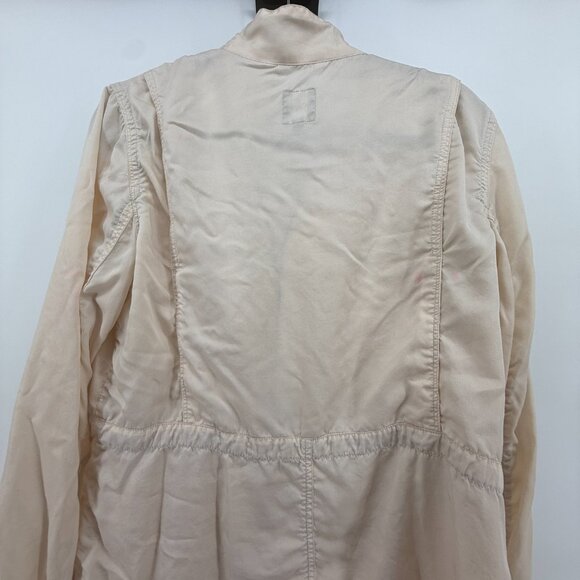 Gap Light Beige Safari Jacket Button Zip Travel Preppy Classic Womens Size Large - Picture 8 of 15